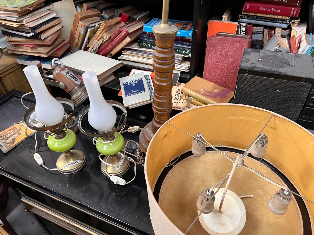 Balvanera is known for furniture and antiques. Th is photo is of lamps at an antique store.
