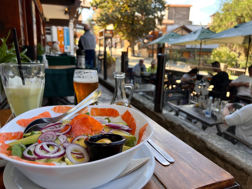 My salad and beer in La Cumbrecita