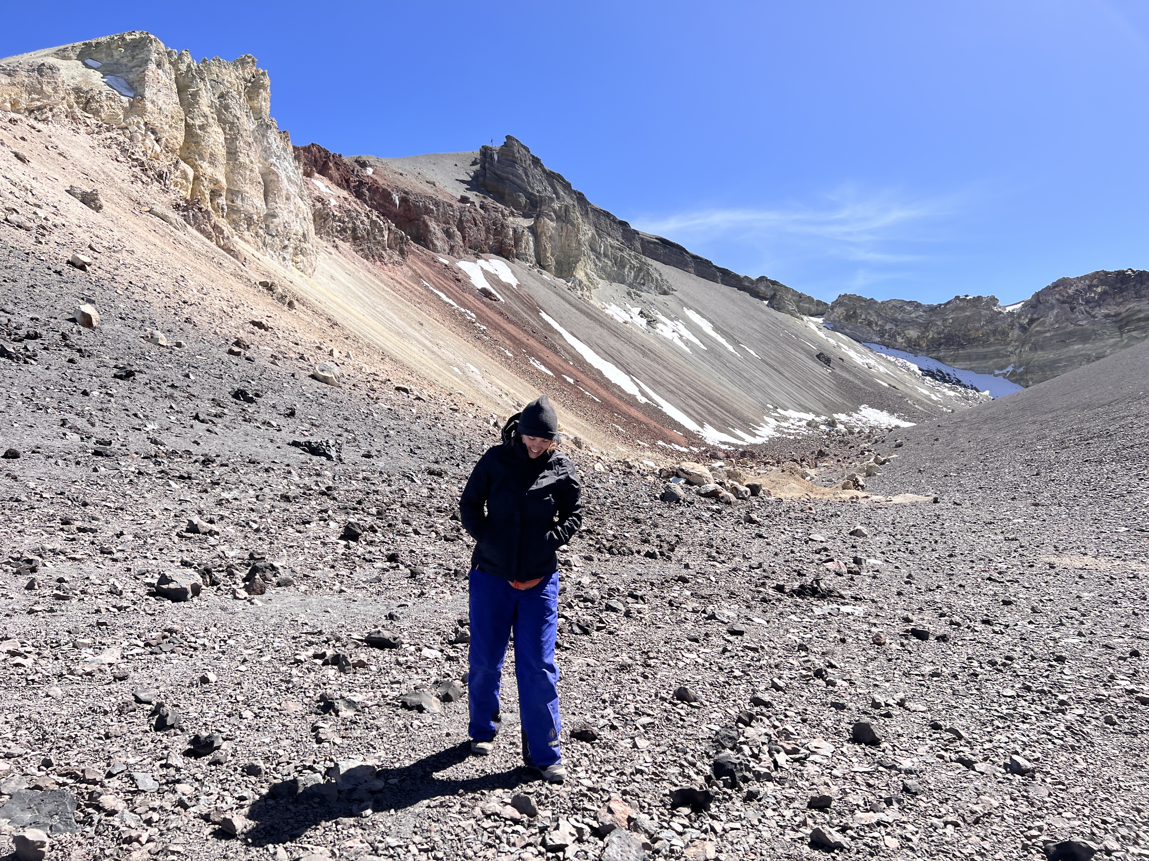 Nicki stands at the crater of Volcano Misti
