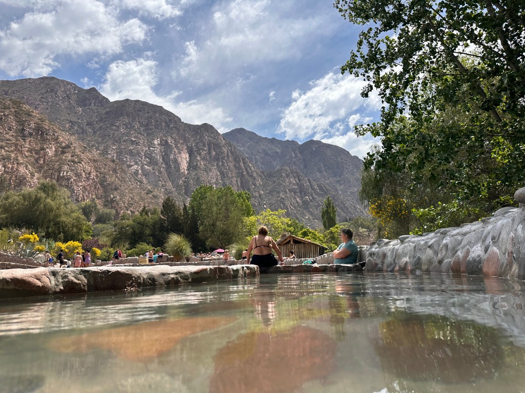 A view of the lazy river in the Cacheuta thermal hot springs