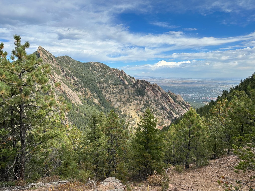 From the trail junction near Nebel Horn, you can get a great view of the Flatirons in the distance.