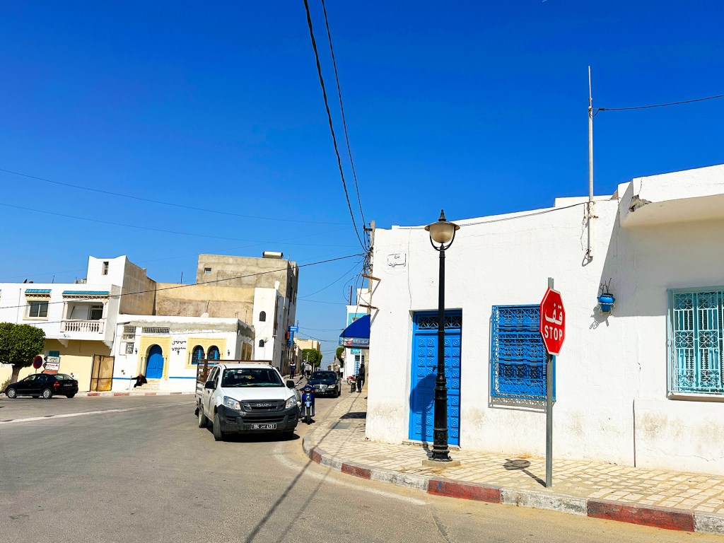 This is the corner where the louage will drop you off in Hergla from Sousse.