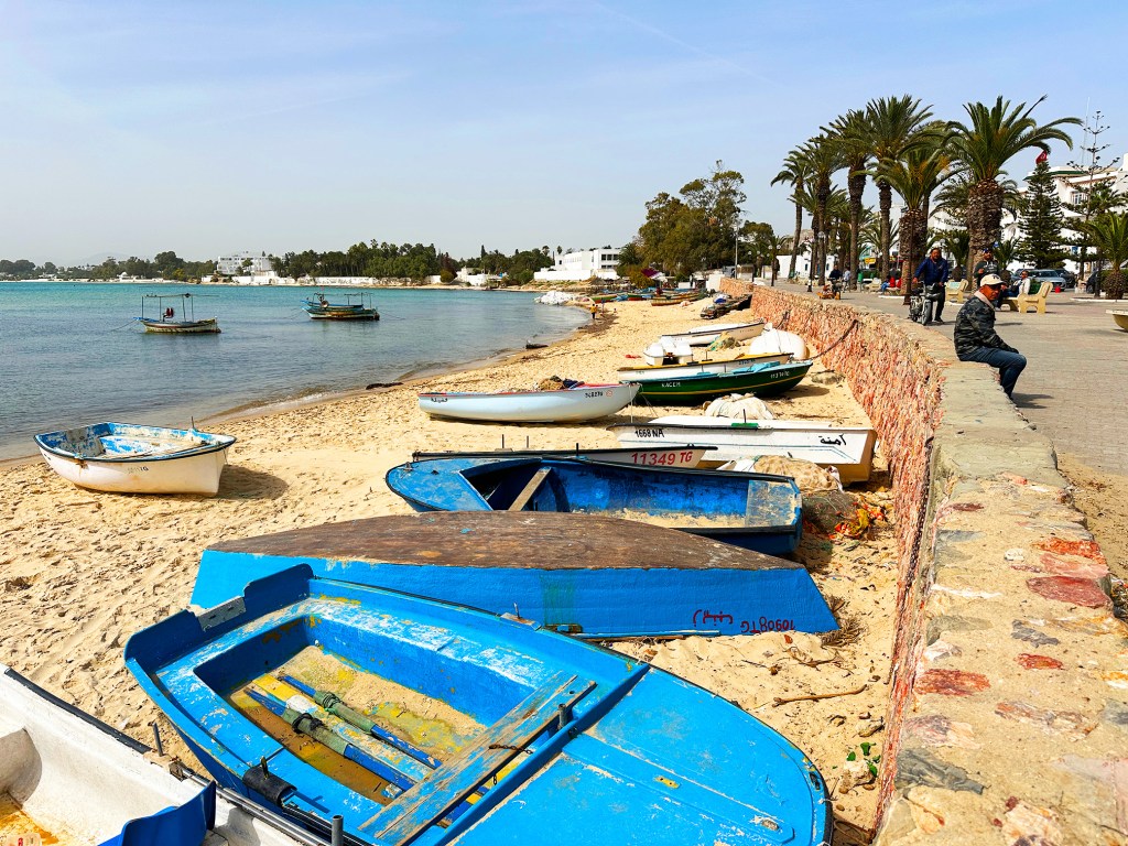 Many boats on the beach in Hammamet