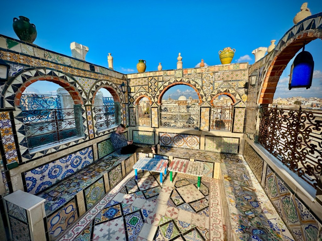 Rooftop filled with tile above the cafe du souk