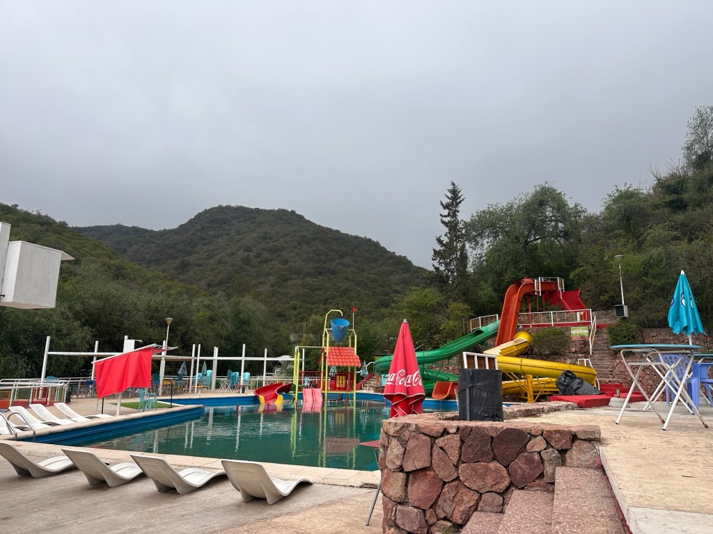 The swimming pool and water park at the Aerosilla