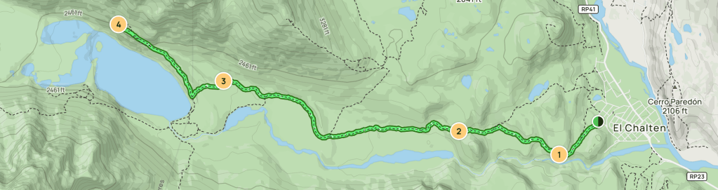 This is a map on AllTrails showing the Laguna Torre trail