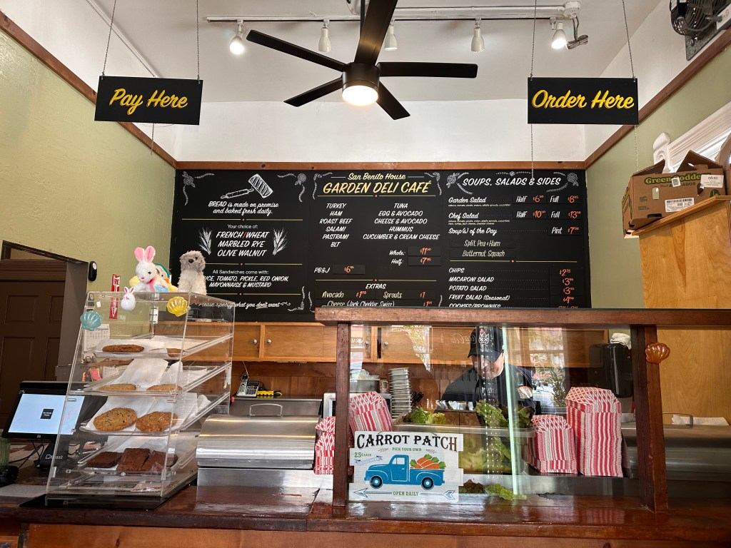 San Benito Deli board in Half Moon Bay